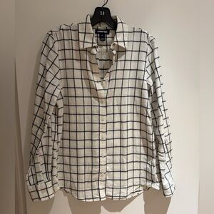 NWOT Cozy Lands' End black and White Checkered flannel Shirt
